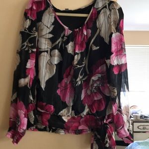 Floral side tie blouse